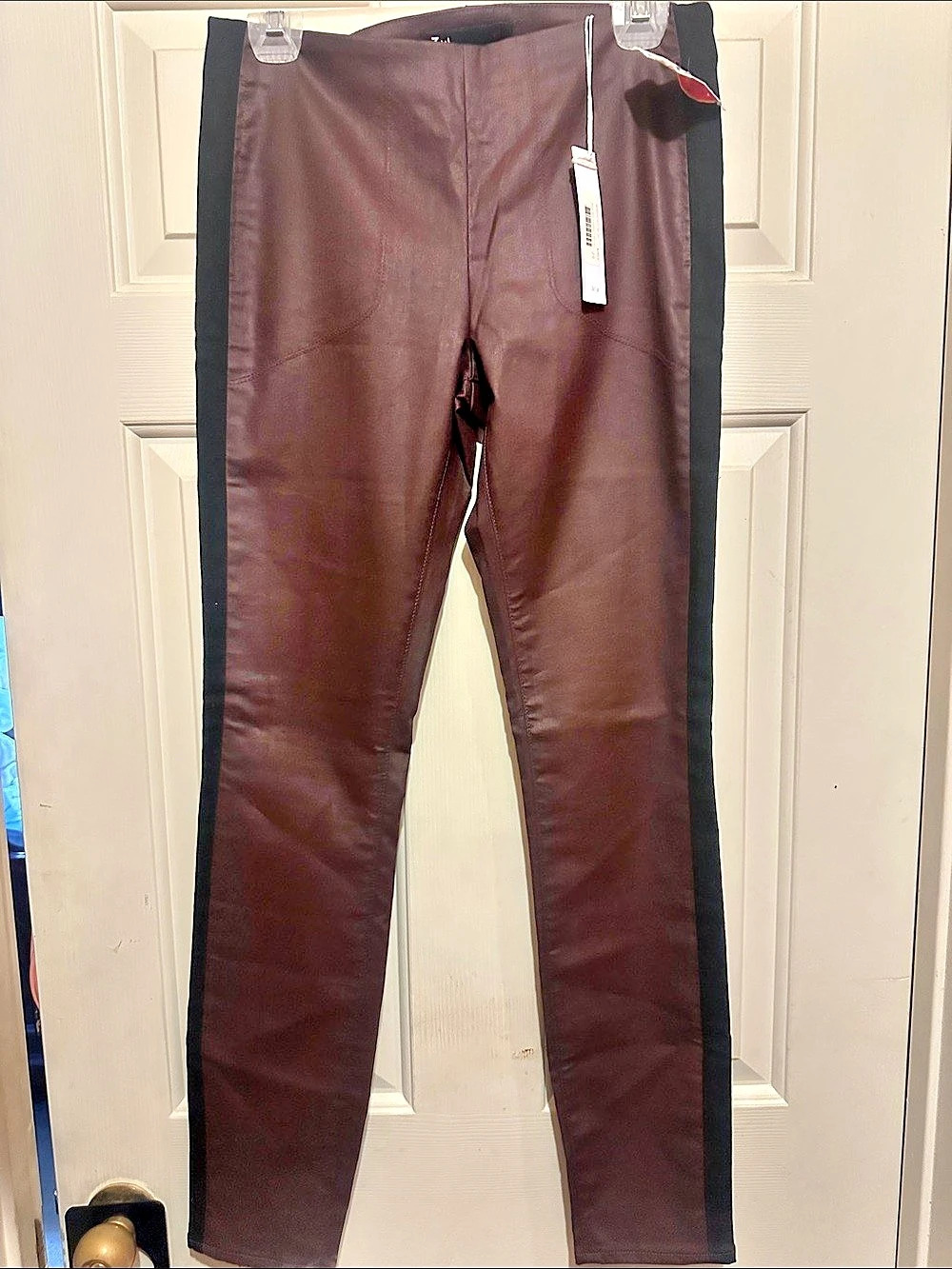 3x1 W2 Coated Skinny Pants in Brown NWT